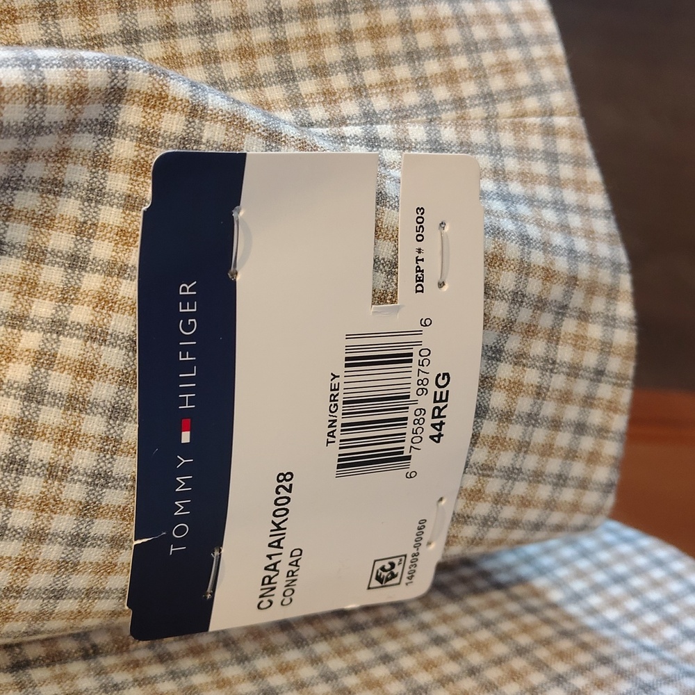 NWT Tommy Hilfiger Conrad Tan/Grey Sport Coat 44REG Flex - Picture 7 of 14